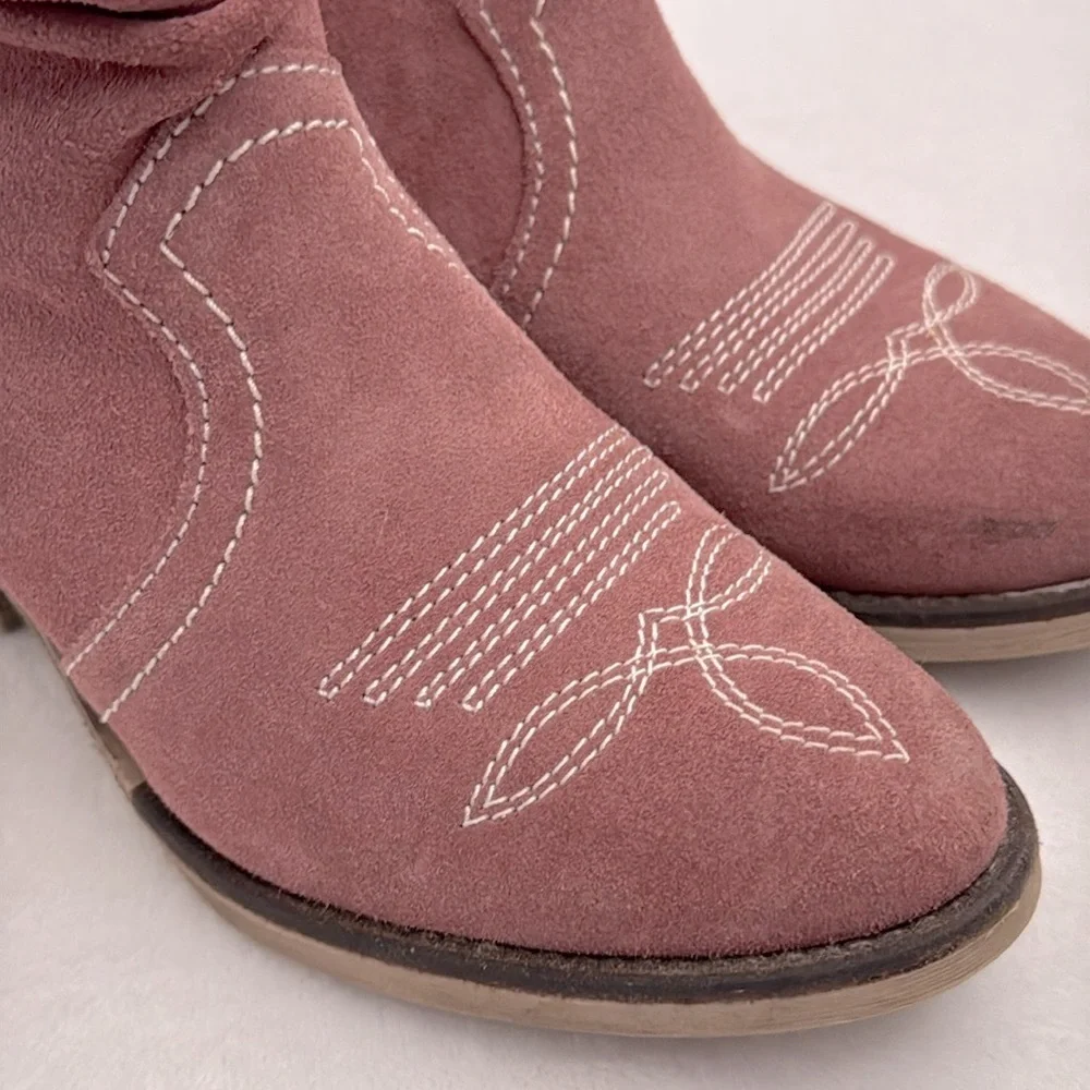 Sundance | Etta Cowboy Western Side Zip Suede Short Boots Pink (EU 36/US 6.5) - Picture 4 of 16